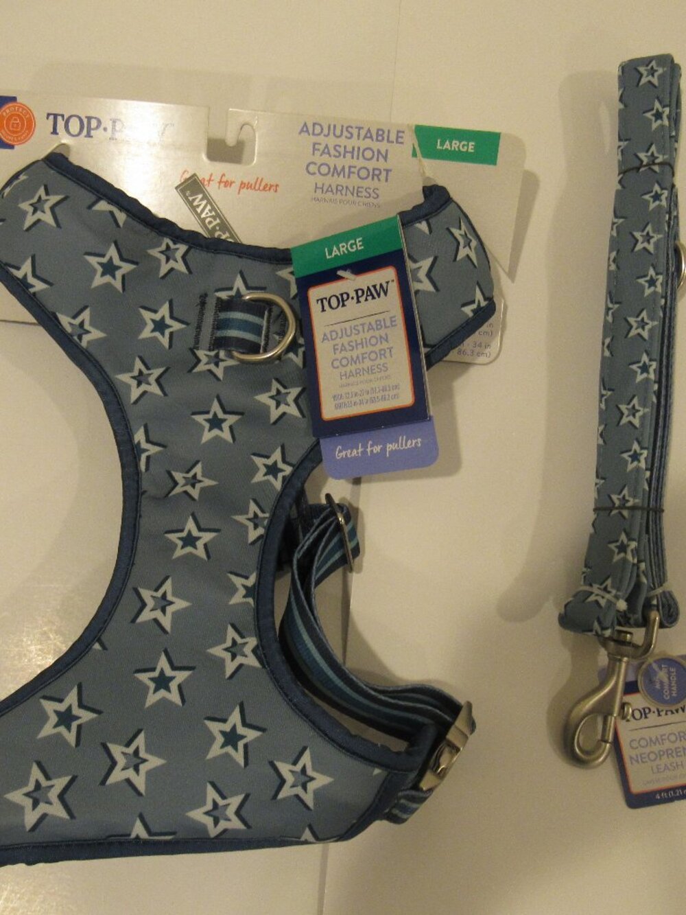 NEW TOP PAW ADJUSTABLE LARGE DOG HARNESS AND MATCHING LEASH